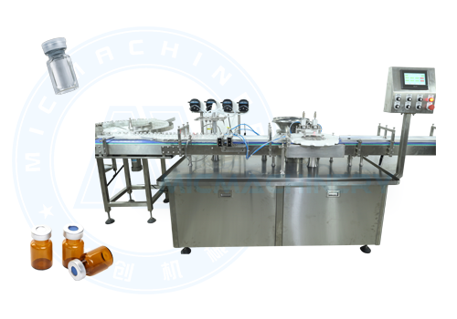 Double-head linear filling and sealing machine for vials