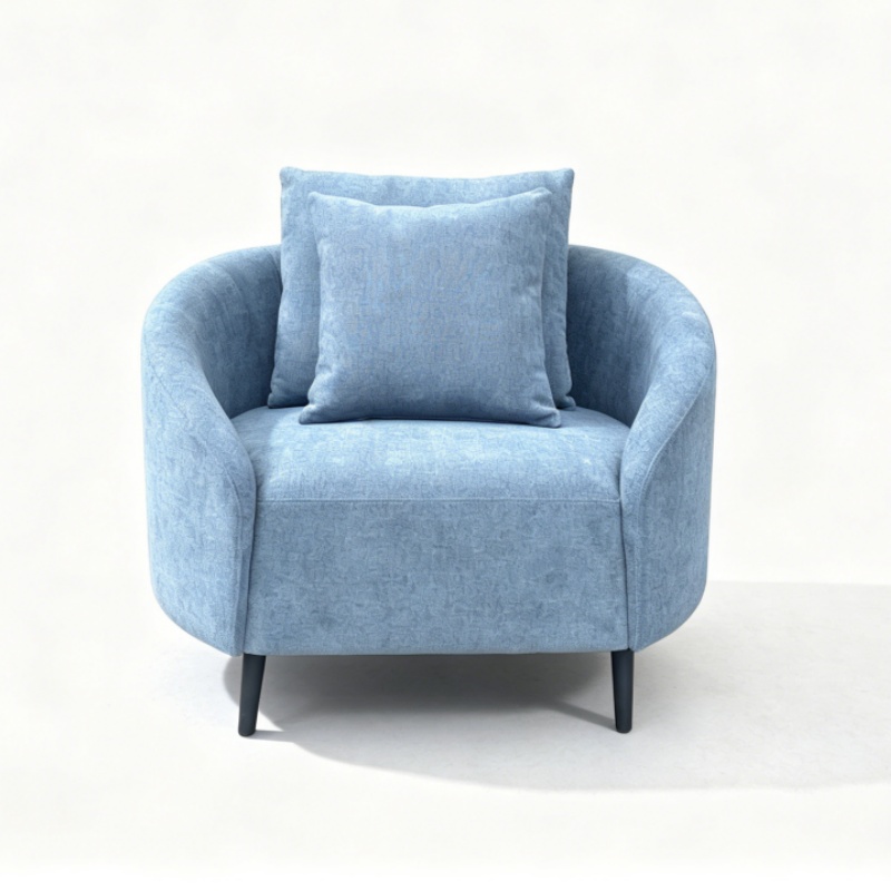 blue linen accent chair