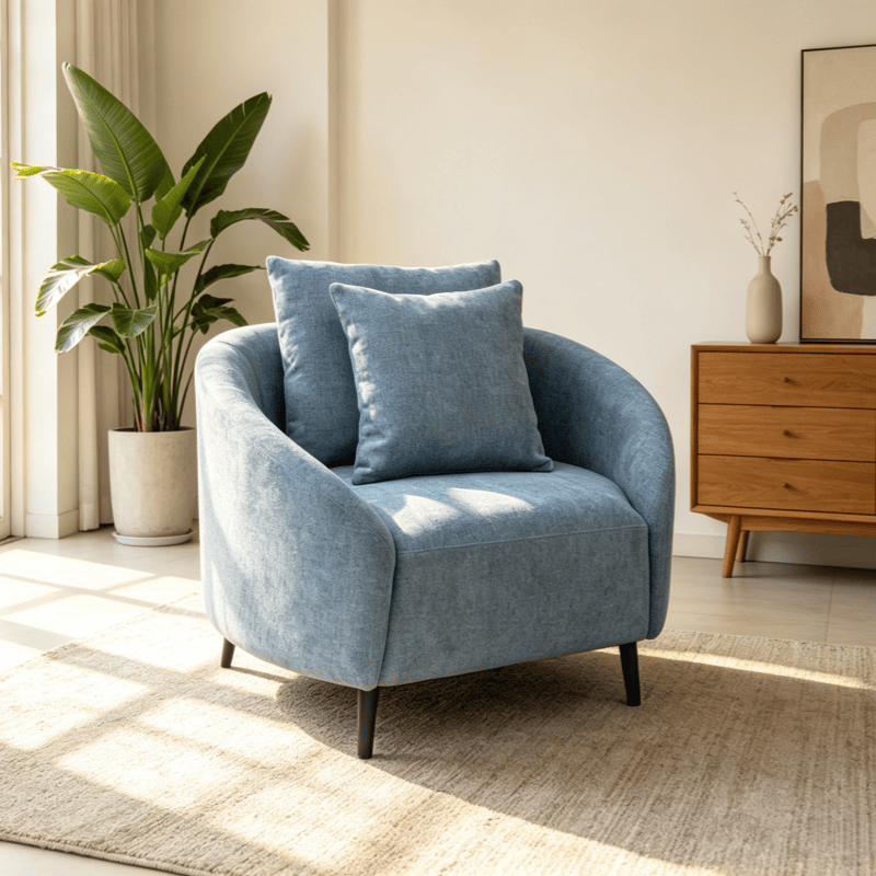 sturdy metal leg armchair