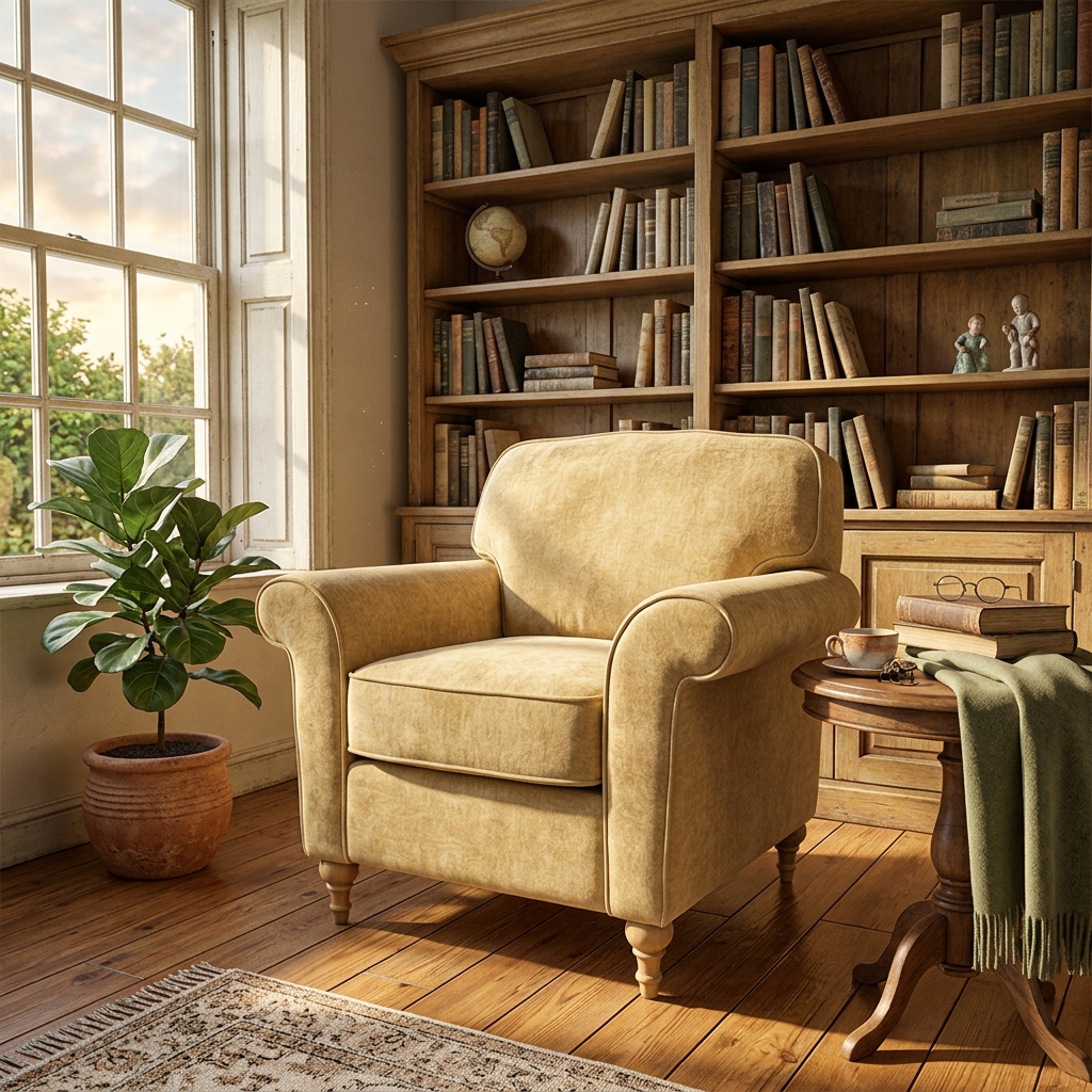  Plush chenille reading chair