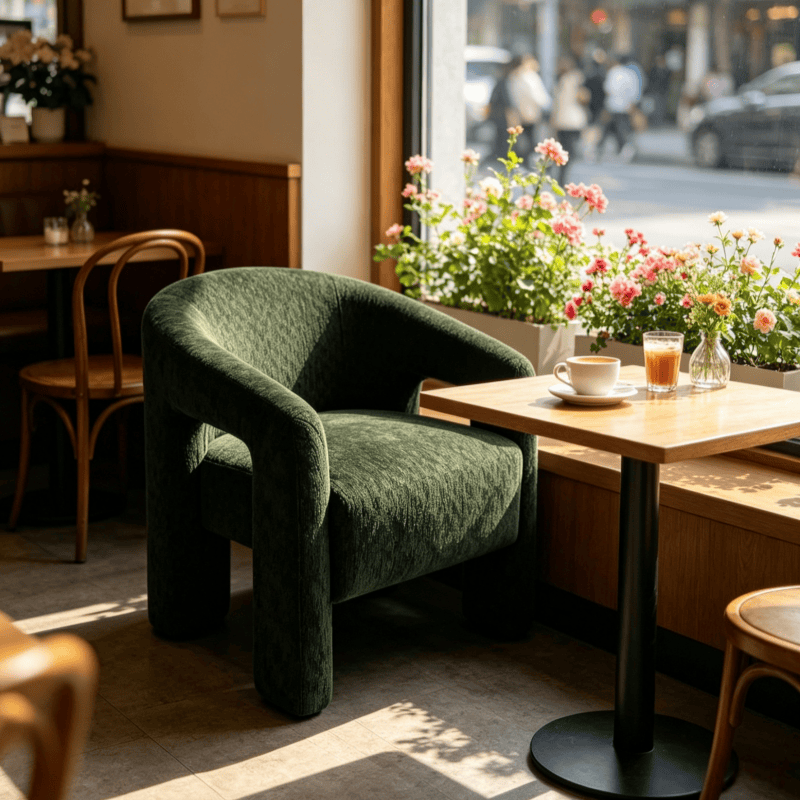 green accent chair for hotel