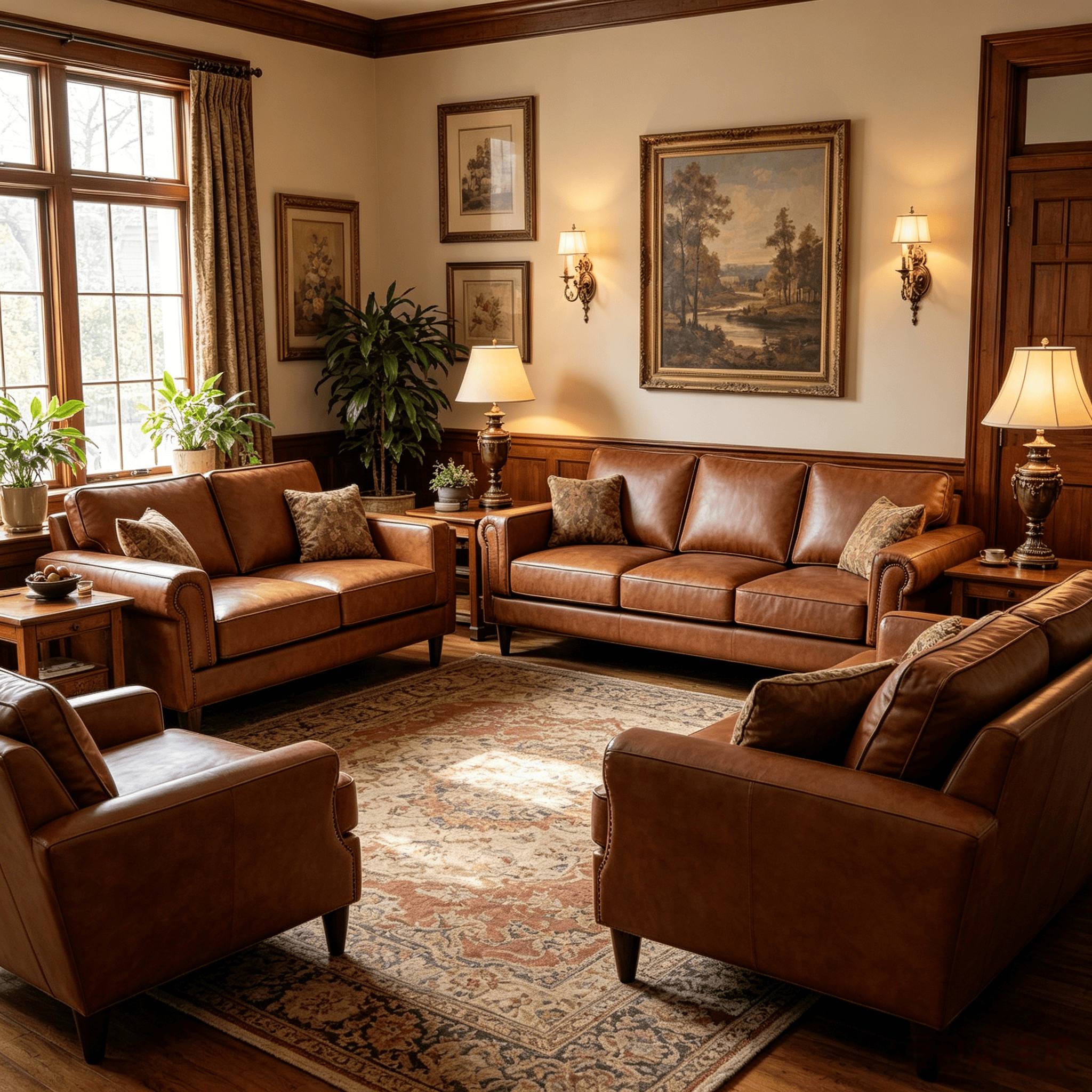 square arm leather sofa