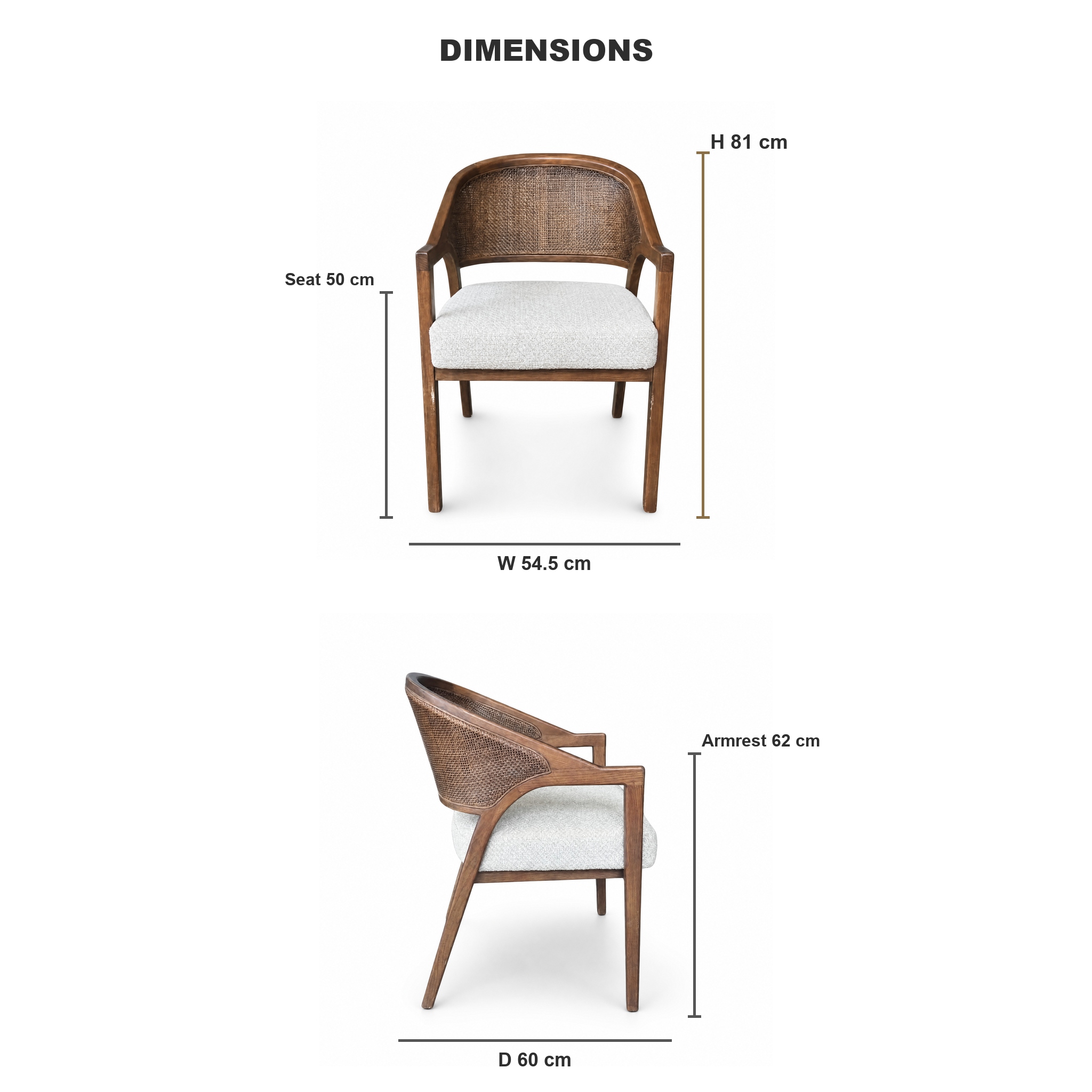solid ash wood dining armchair