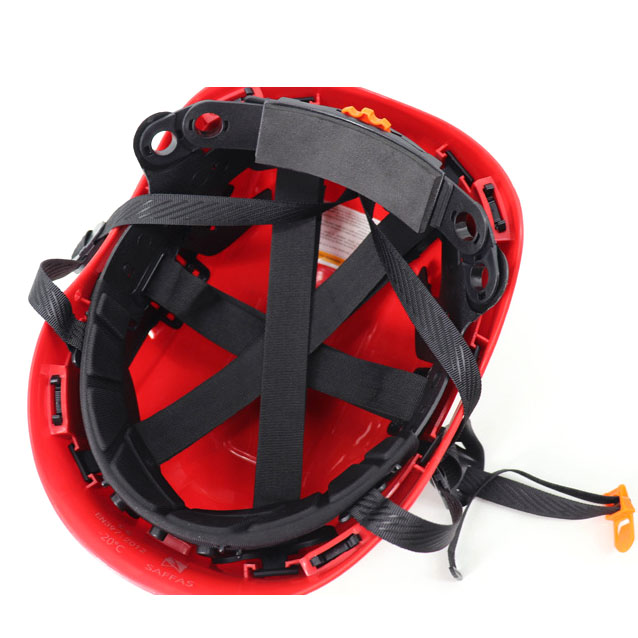 red climbing helmet