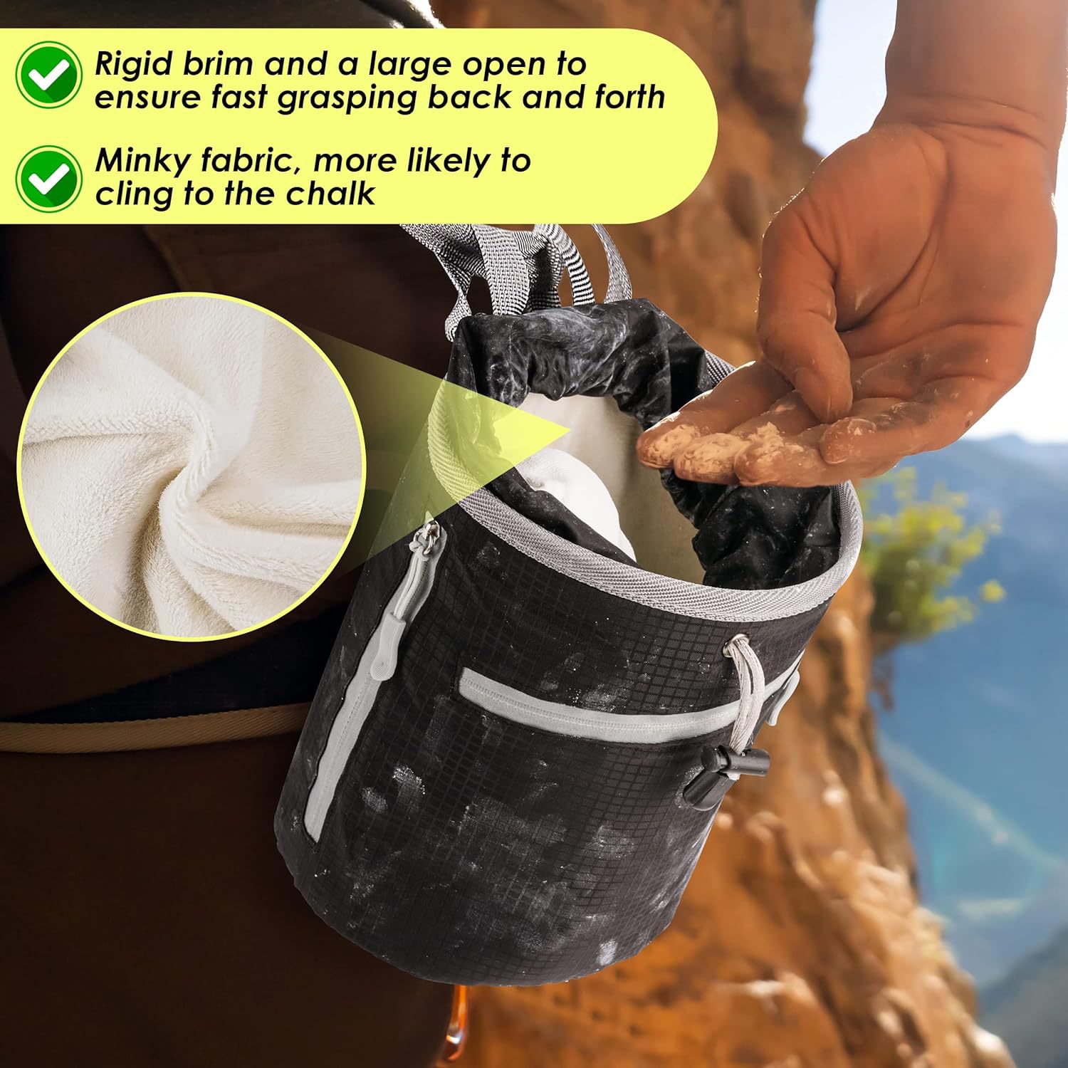 rock climbing powder bag