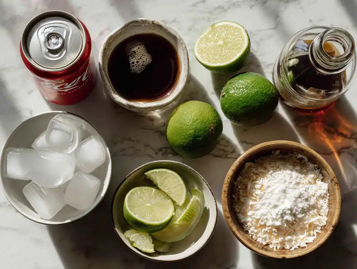 dirty soda ingredients flat lay