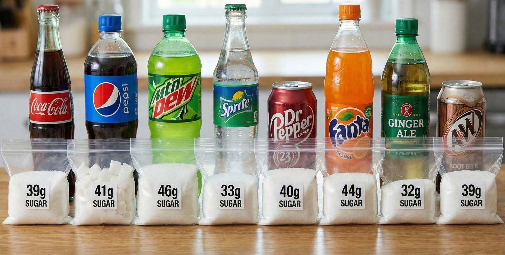 sugar content of popular sodas
