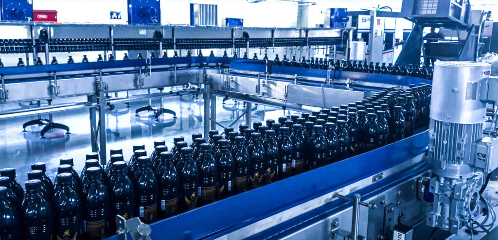 Beverage filling line conveying section