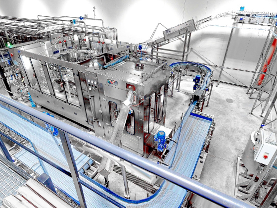 Real shot of non-carbonated can filling factory