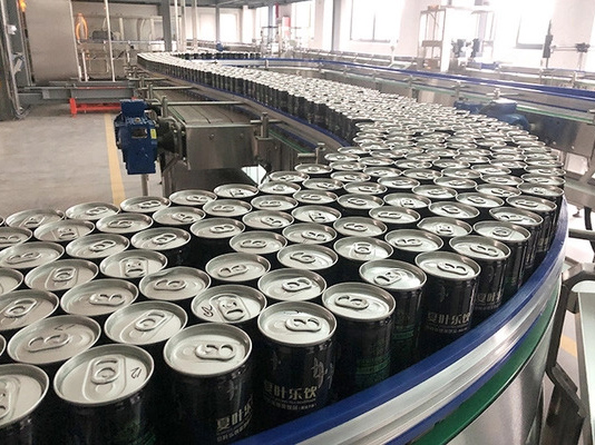 filled can on conveyor belt