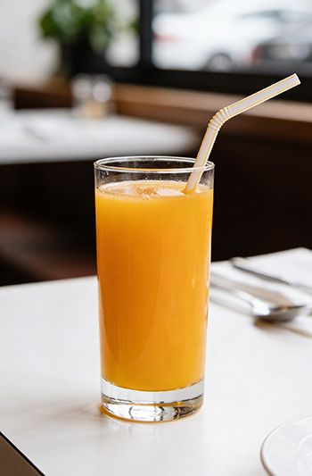 a glass of orange juice