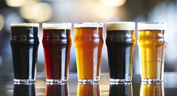 different colored beers