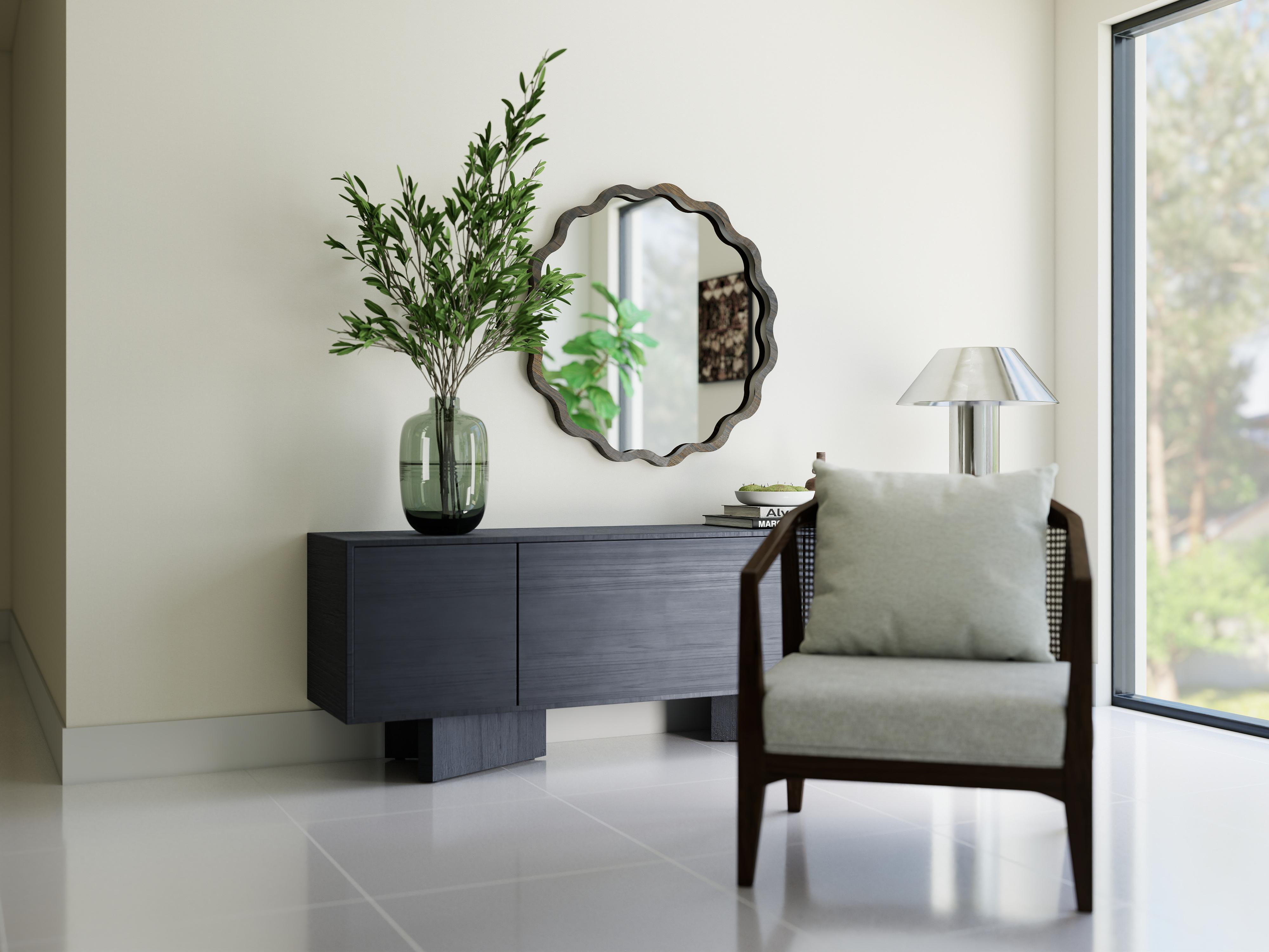 Solid Oak & Rattan Accent Chair