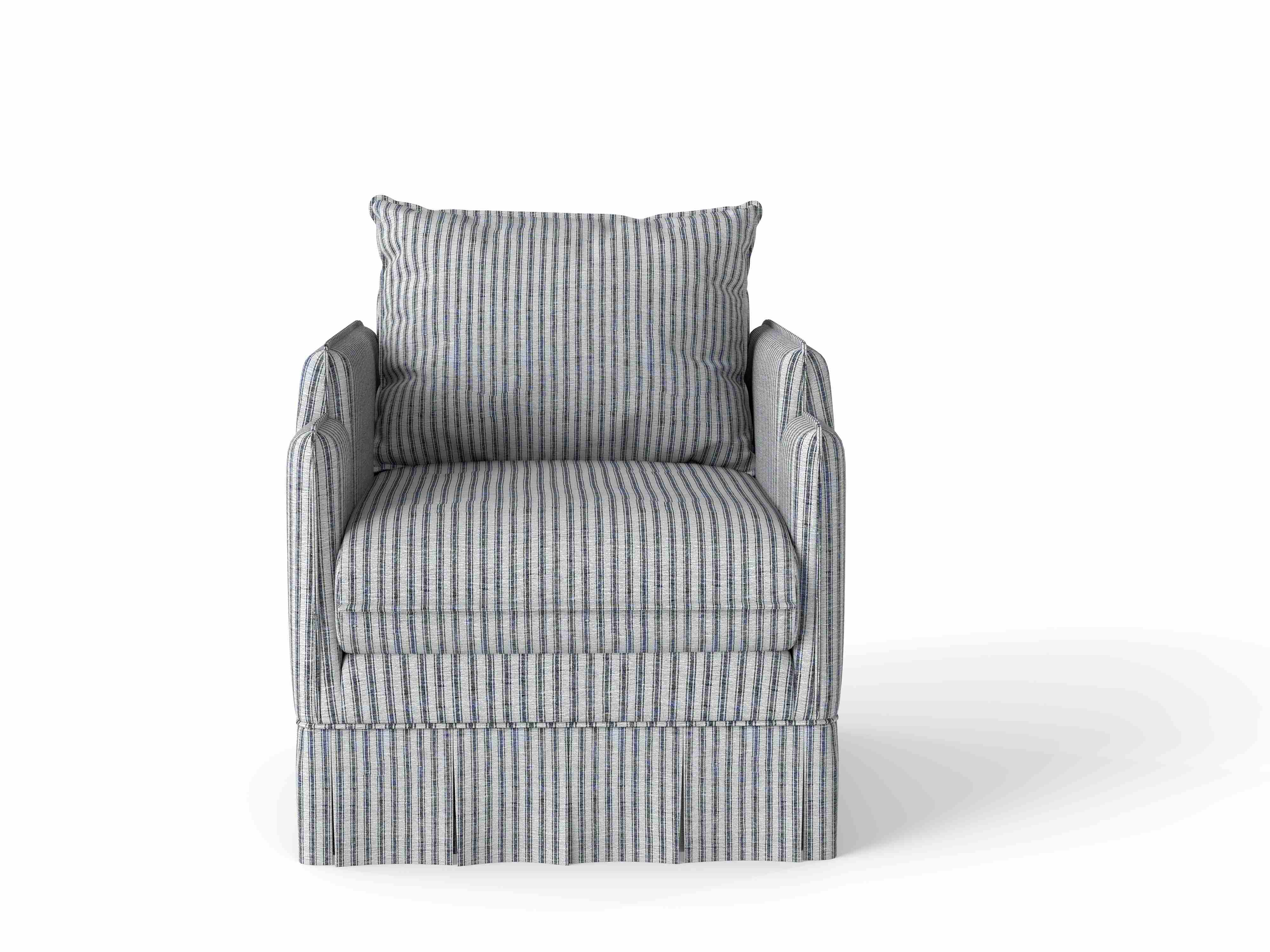 French farmhouse blue stripe accent chair