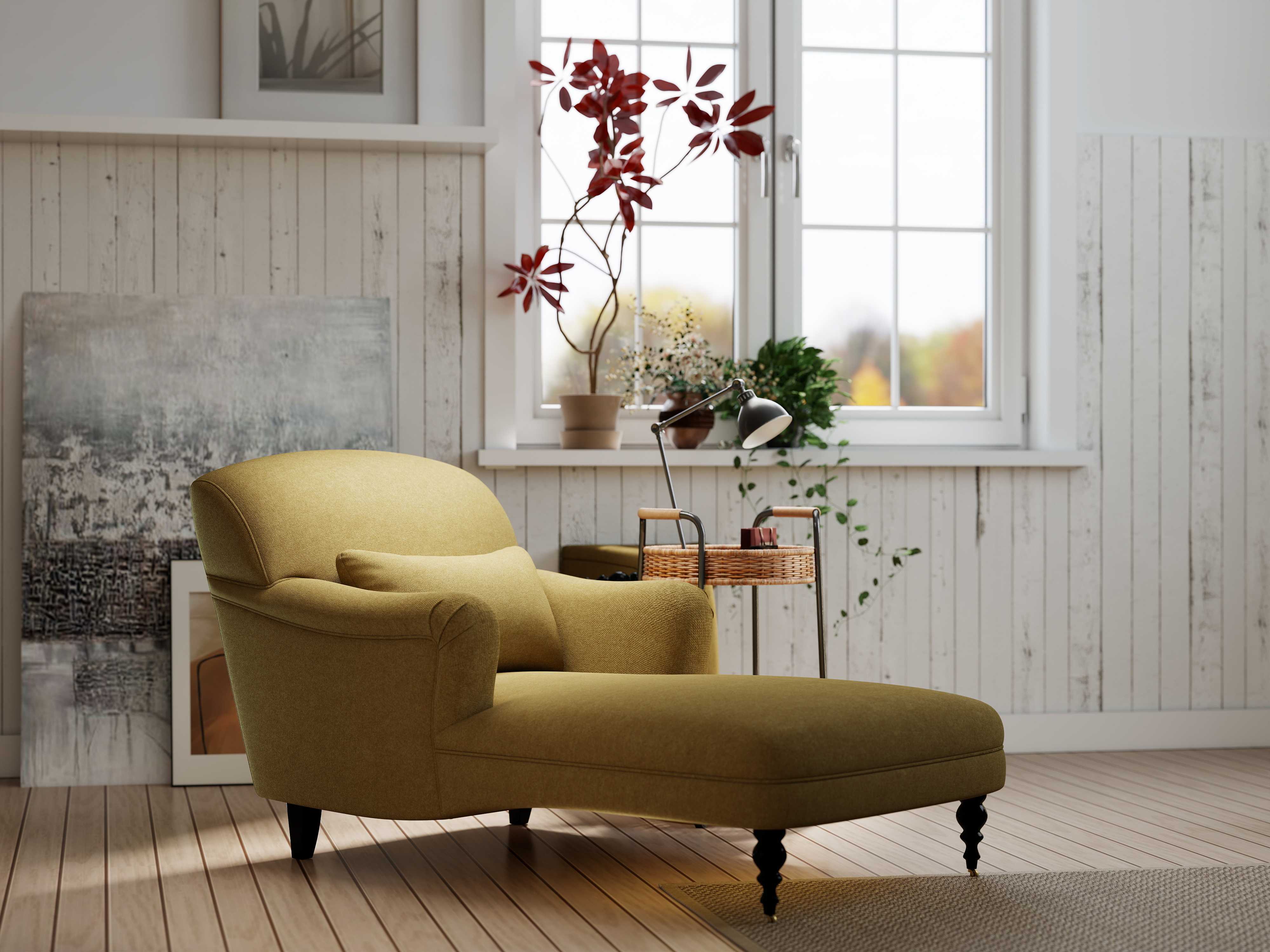 mustard yellow chaise longue
