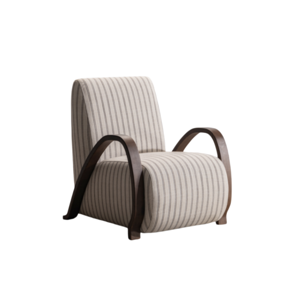 Light gray stripe accent chair