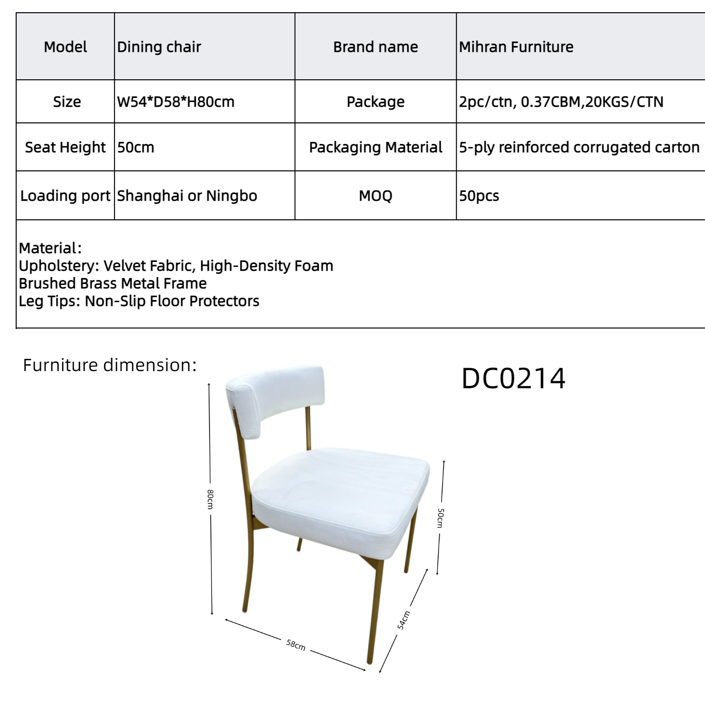 brushed gold metal frame chair