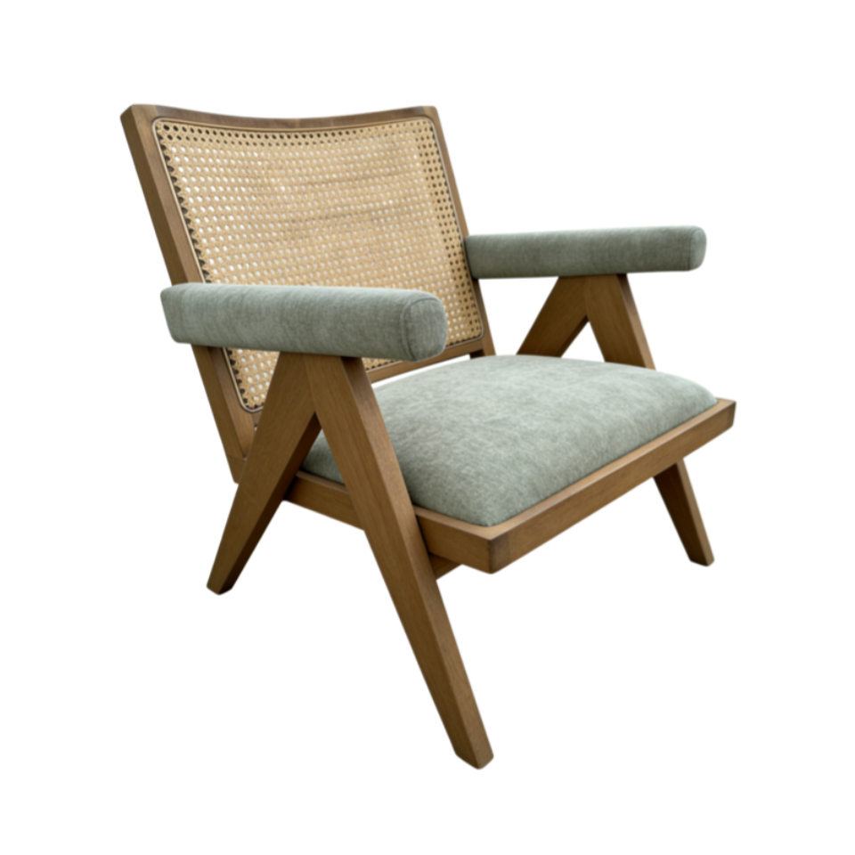 oak linen chair