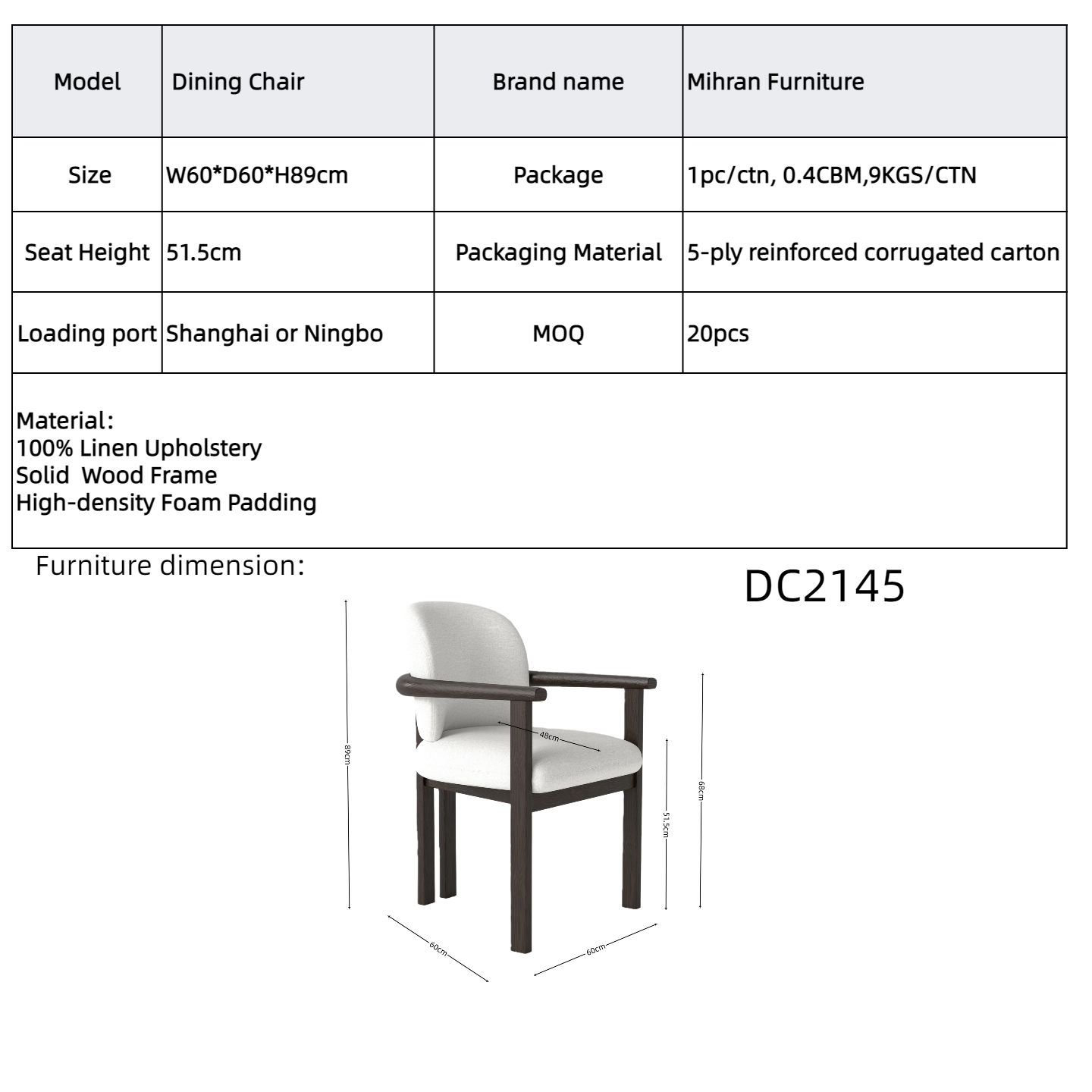 linen dining chair