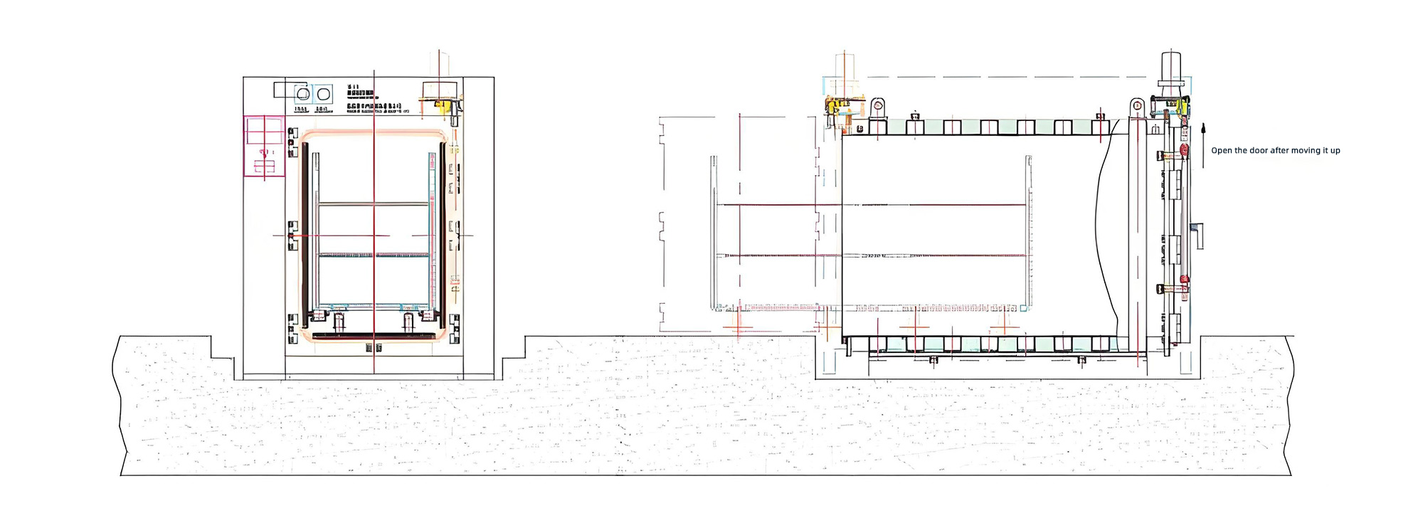 Schematic diagram of opening the door after moving it up