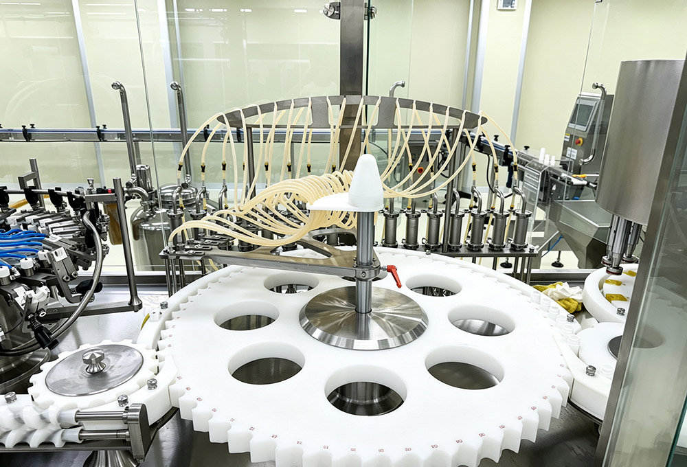 Vial filling machine close‑up