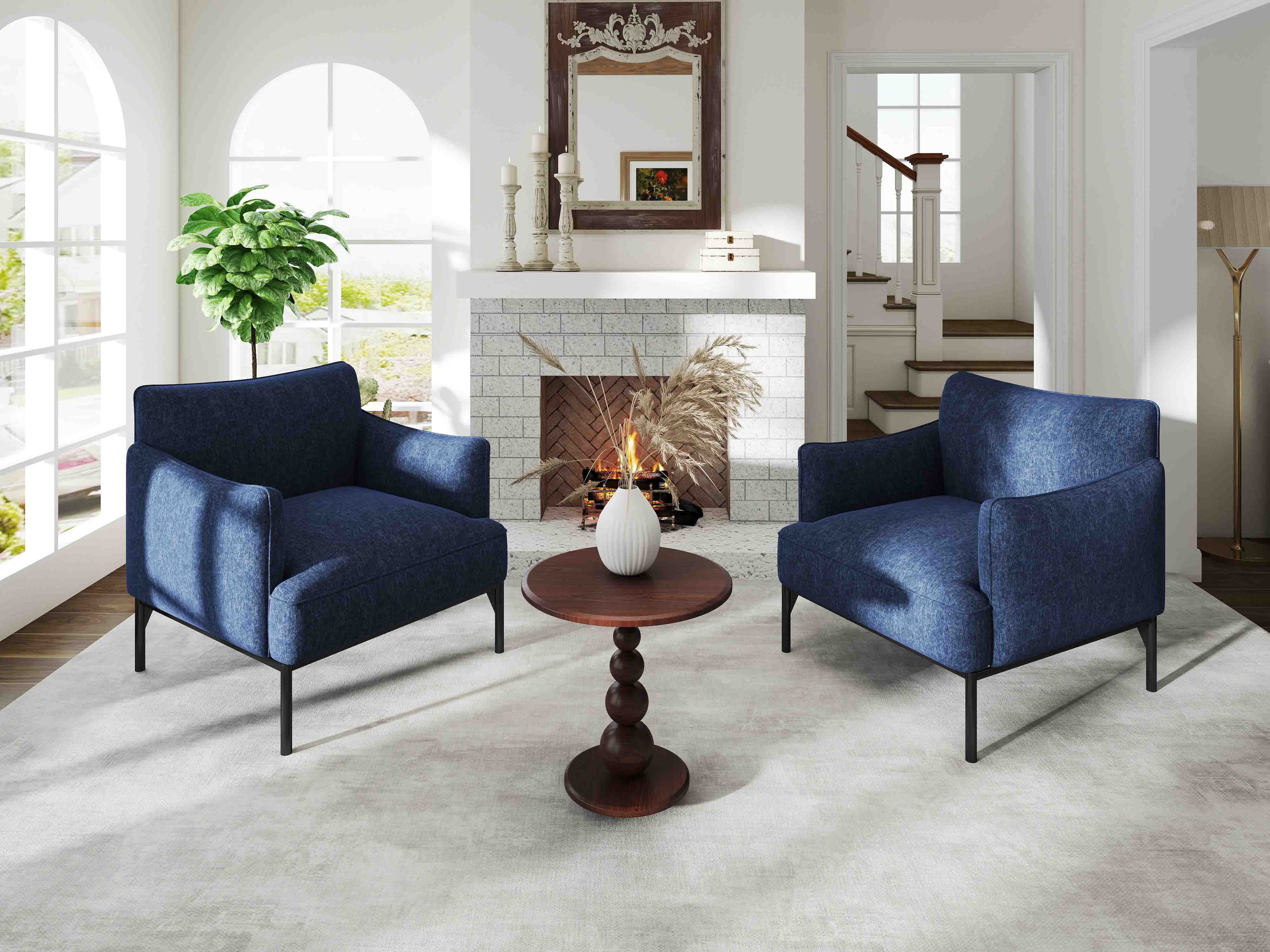 Mihran Living Room Fabric Accent Chair Show