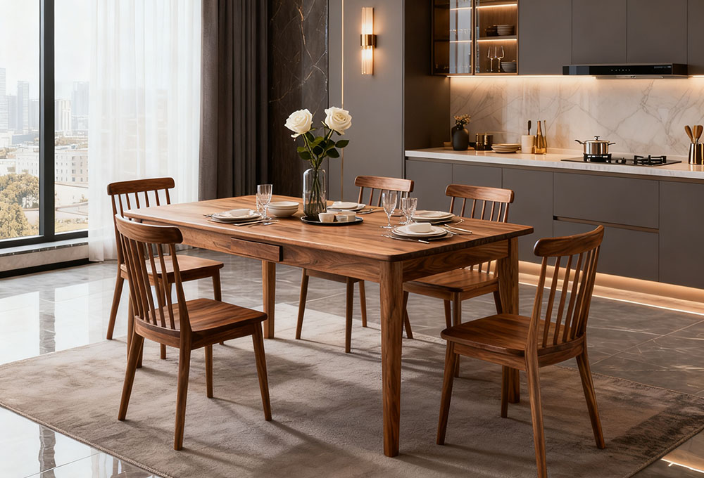 simple wooden dining table