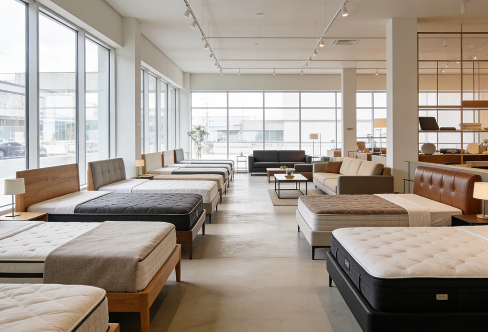 the bed in the furniture store