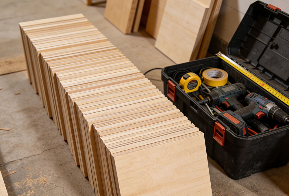 wooden boards and toolboxes