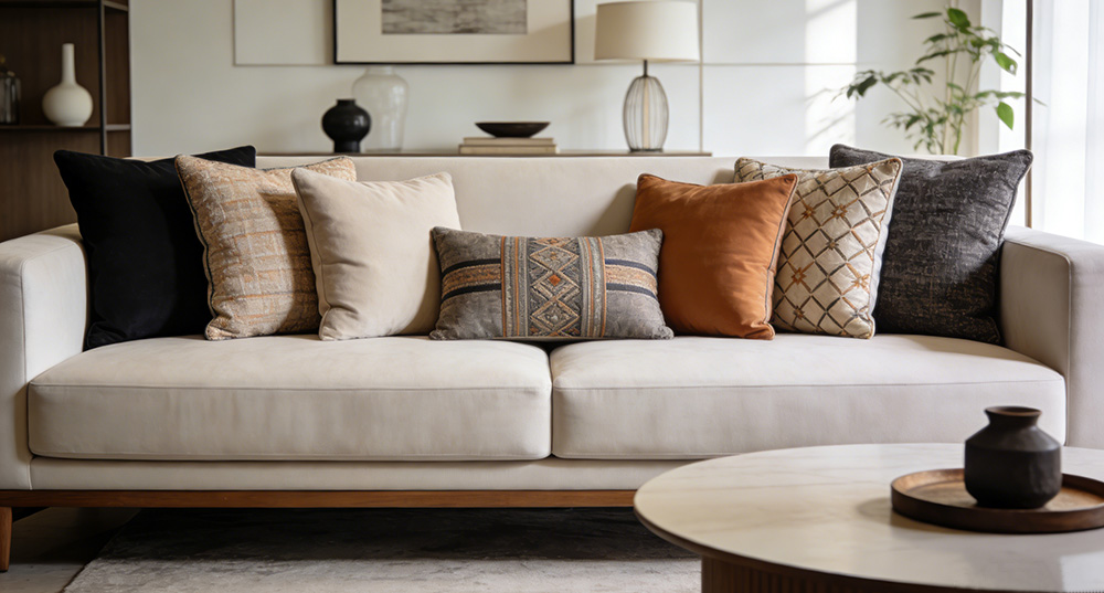 sofa and sofa cushions in the living room