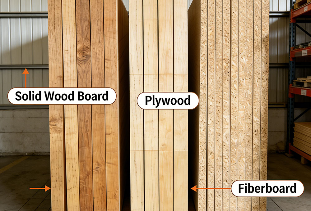 solid wood panels, plywood and fiberboard