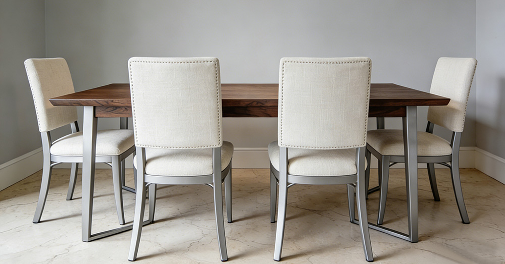 one dining table and four dining chairs