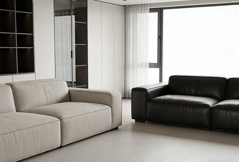 leather sofas and fabric sofas