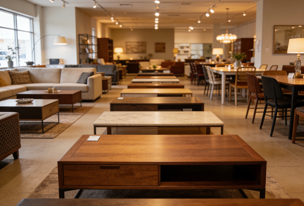 coffee table in furniture store
