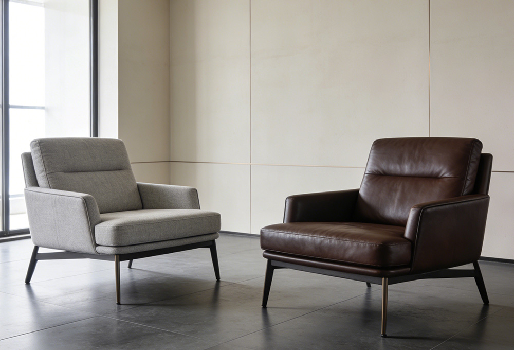 fabric accent chair and leather accent chair