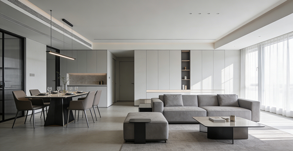 sofa and dining table in the living room