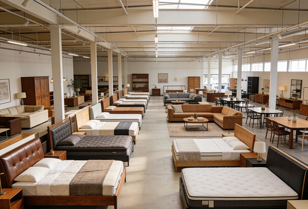 the beds in the furniture store