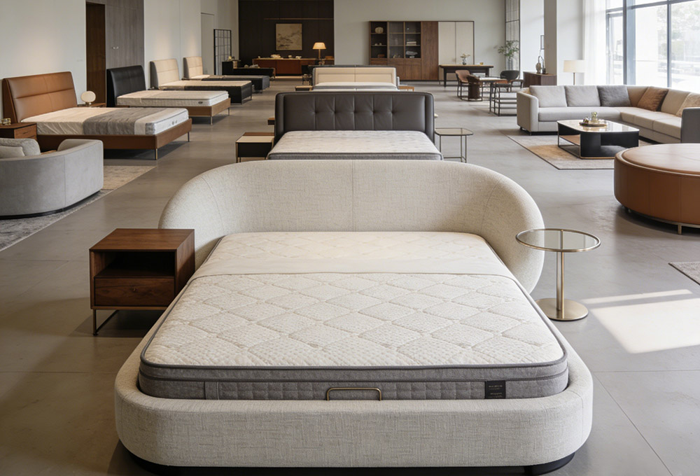 beds in a furniture store