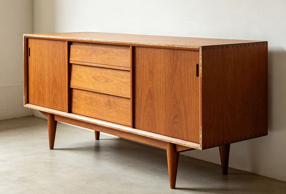 a simple wooden sideboard
