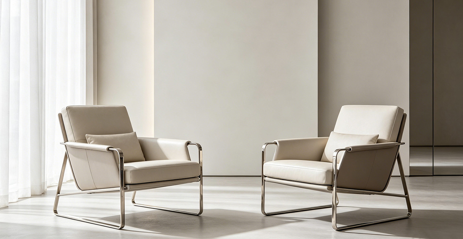 Beige Leather Accent Chairs