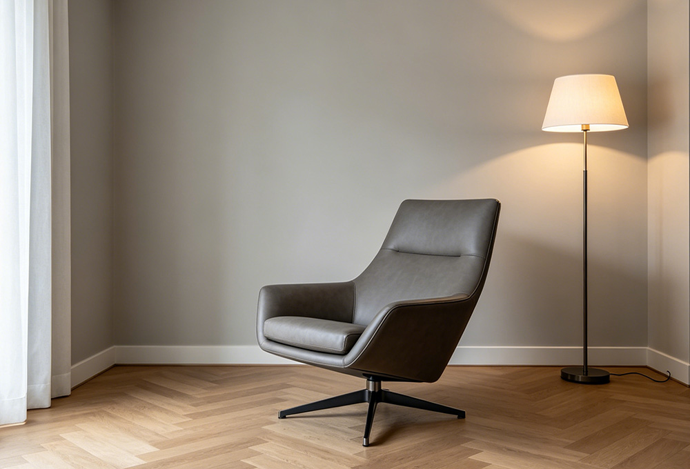 Dark Gray Leather Accent Chair