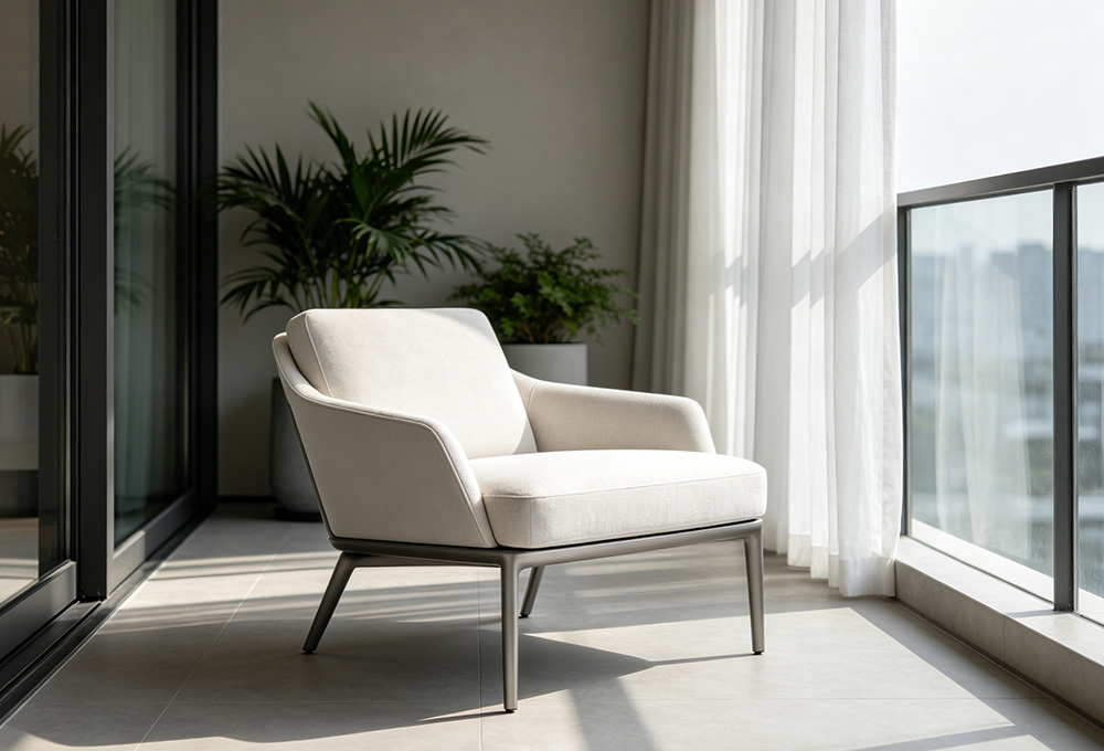 White Fabric Accent Chair