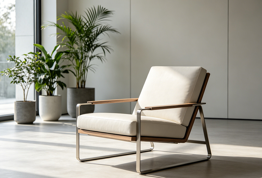 Wood Metal Accent Chair