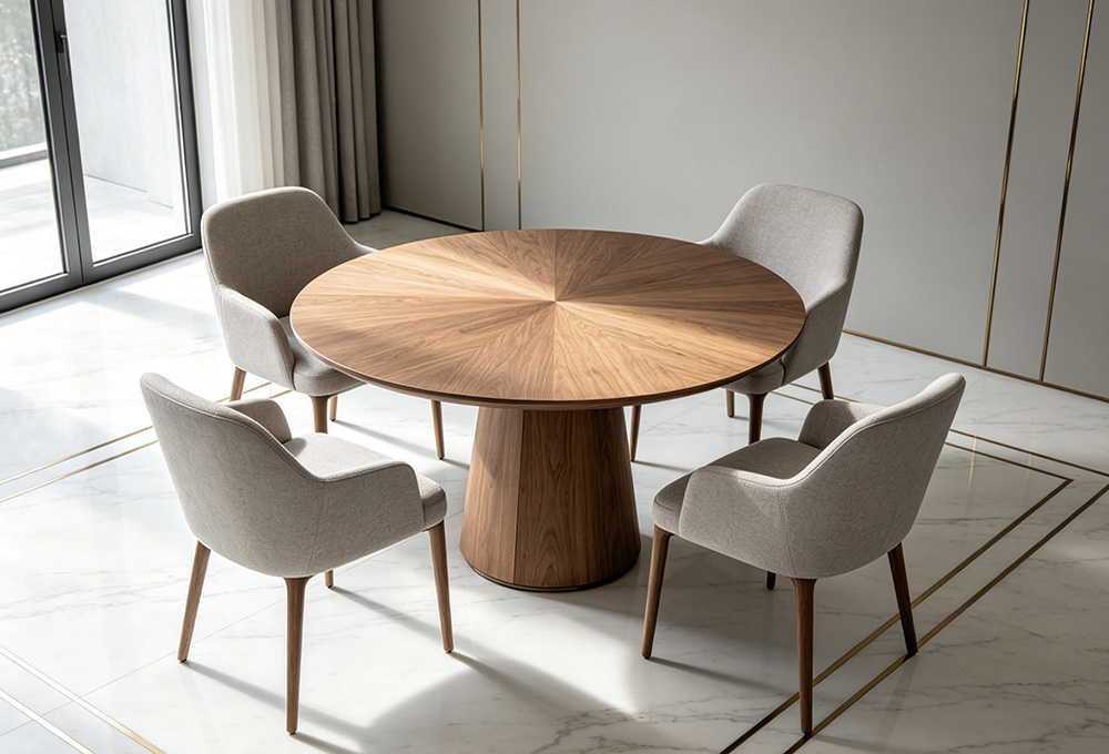 round solid wood dining table