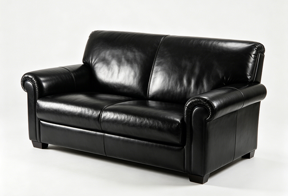 Classic black leather sofa