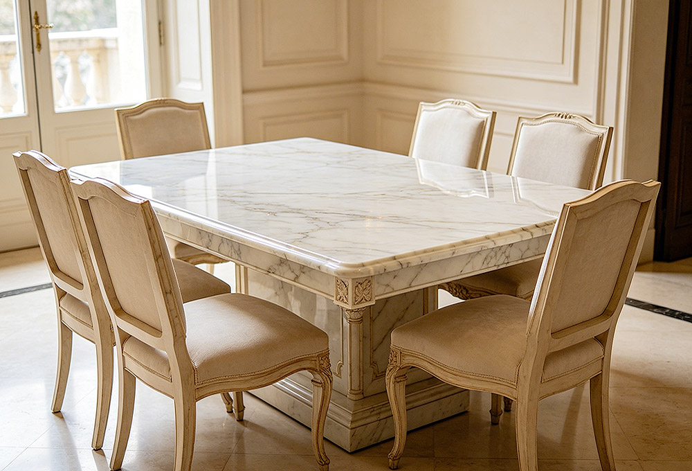 Rectangular marble dining table