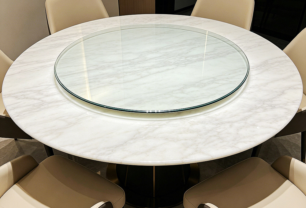 Marble table with glass turntable
