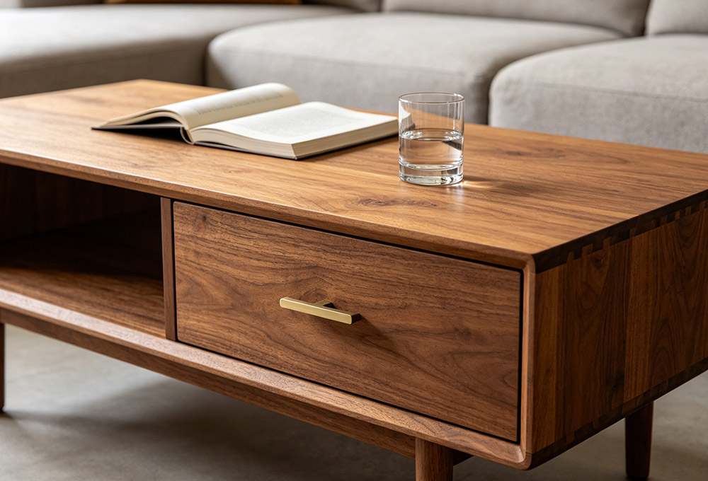 Wood coffee table with storage