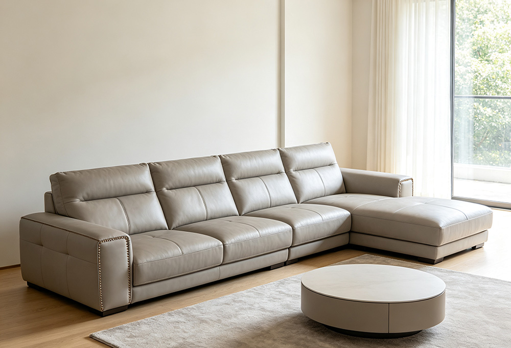 Grey Leather Sectional Sofa