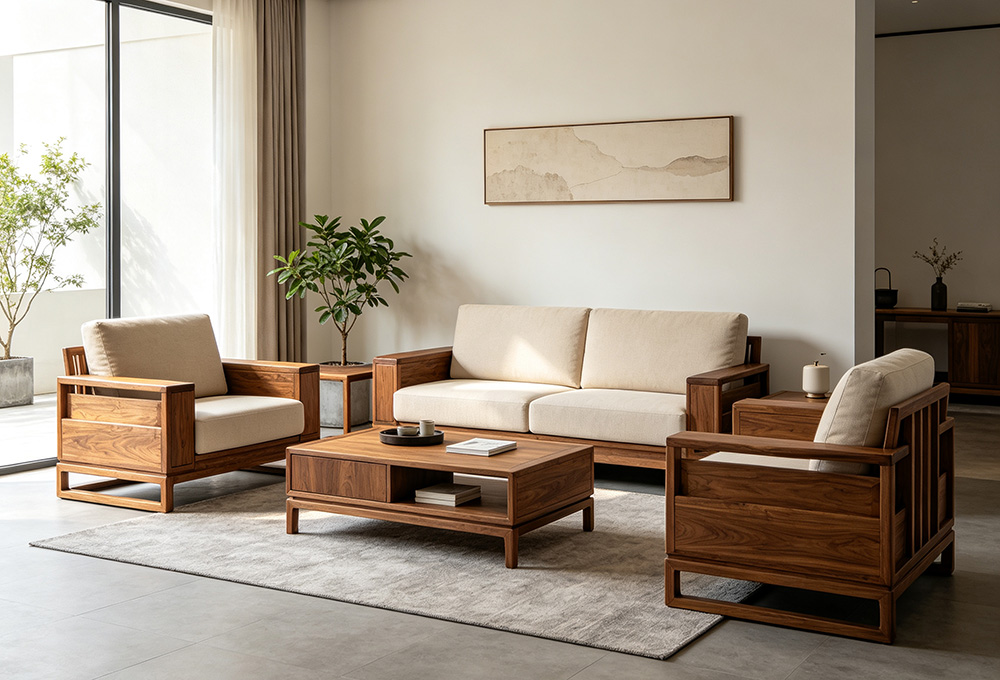 Minimalist Wooden Sofa Set